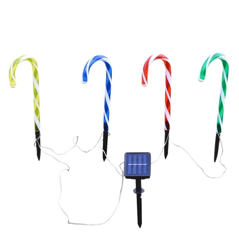 Weihnachten Dekoration Lichter Solar Candy Cane Lichter LED Solar Rasen Lampe Outdoor Solar Lichter Weihnachten Decor für Garten Pathway Yard: 4Pcs Colorful