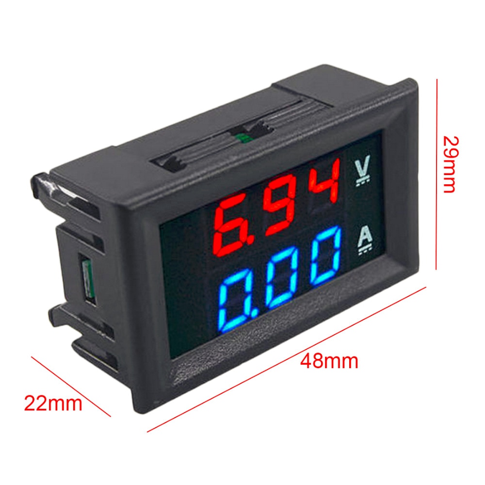 DC 100V 10A Voltmeter Ammeter Blue + Red LED Amp Dual Digital Ammeter Voltmeter Gauge