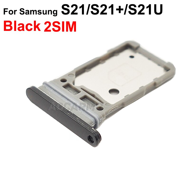 Aocarmo para samsung galaxy s21 ultra s21 + s21u s21 plus único &amp; duplo cartão sim bandeja slot para cartão titular peças de reposição