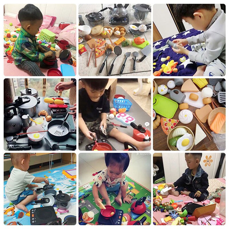 Simulation Plastic Foods Cookware Pot Pan Children Kitchen Toys Stickers Pretend Play Miniature Play Food For Girls Doll Food