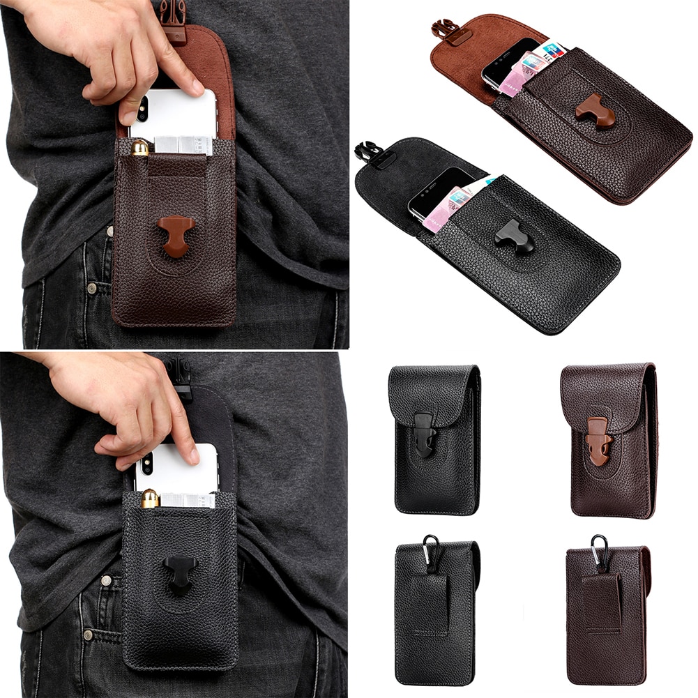 SFG HOUSE Men Waist Pack Bum Bag Pouch PU leather Belt Waist Packs Mobile Phone Wallet Travel Tool