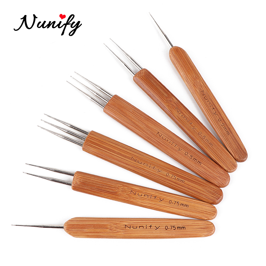 Nunify Bamboo Dreadlock Crochet Hook Dreads Tool (1 Hook, 2 Hooks, 3 Hooks) Wooden Handle Crochet Needles For Hair Extension