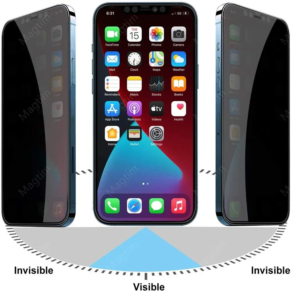 360 Degree Privacy Screen Protector For iPhone 17 16 15 14 13 12 11 Pro MAX XS Max Anti-Spy Screen Protector For iPhone 15 Plus