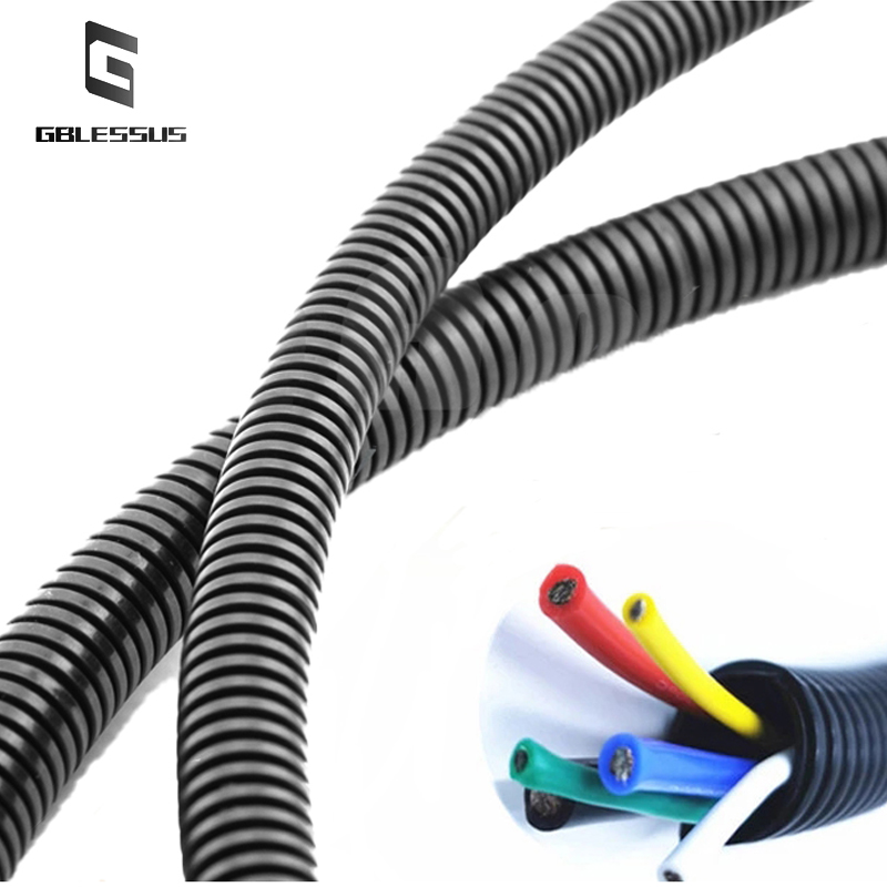 Manguito de Cable de 1M, manguera corrugada de plástico PP, arnés aislado de 4,5mm-17mm, accesorios de protección de cables eléctricos para Motor de automóvil