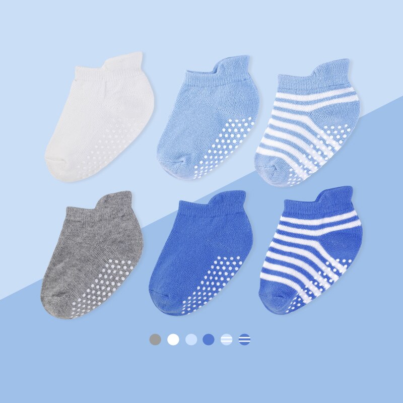 6 Paare/los Baby Knöchel Socken mit nicht Schleudern Sohlen 100% Organische Baumwolle Socken für Jungen &Ampere; Mädchen 6-36 monat Anti Schleudern Baby Socke: TW6004