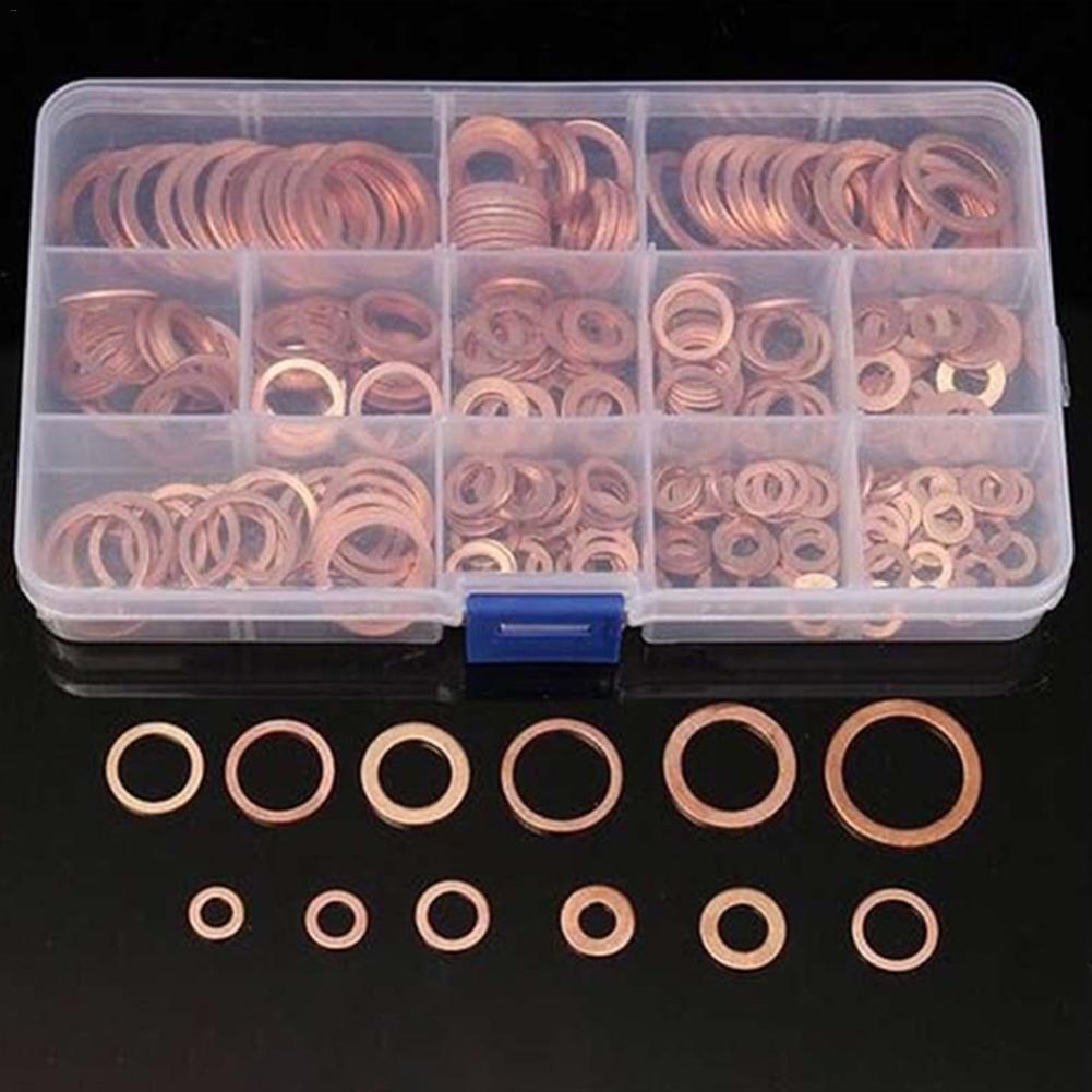 280 pièces/ensemble voiture solide cuivre rondelle M5-M20 anneau plat huile rainure bouchon huile joint cuivre rondelle Kit