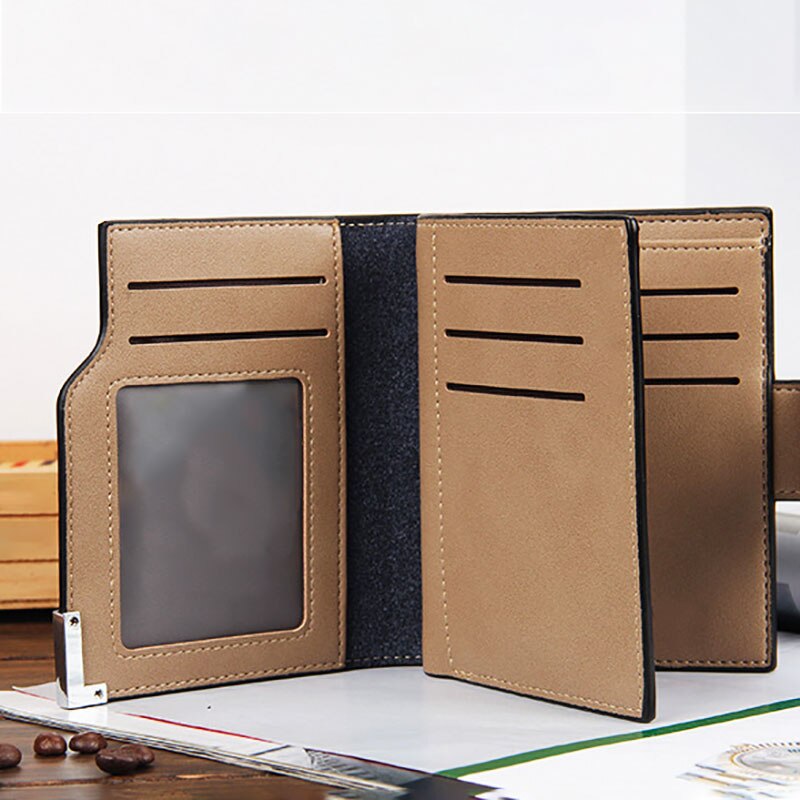 nouveaux hommes Vertical portefeuille multifonction en cuir porte-monnaie grande capacité crédit porte-carte