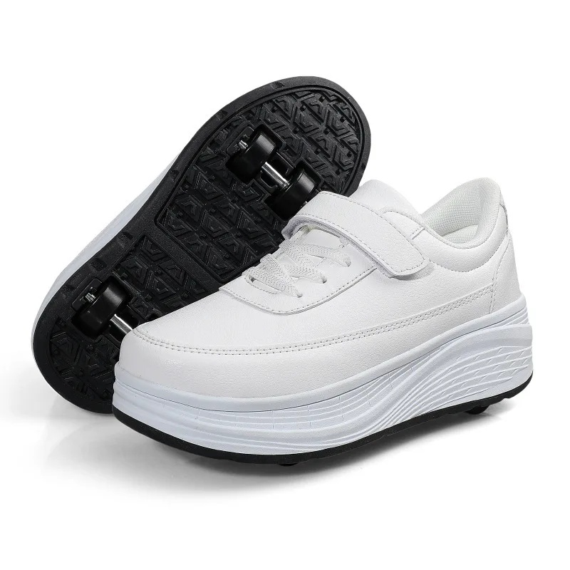 Vierwielige scooterschoenen Rolschaatsen voor kinderen en tieners Volwassen Universele ondersteuning Rolschoenen Sport Entertainment: WIT / 42