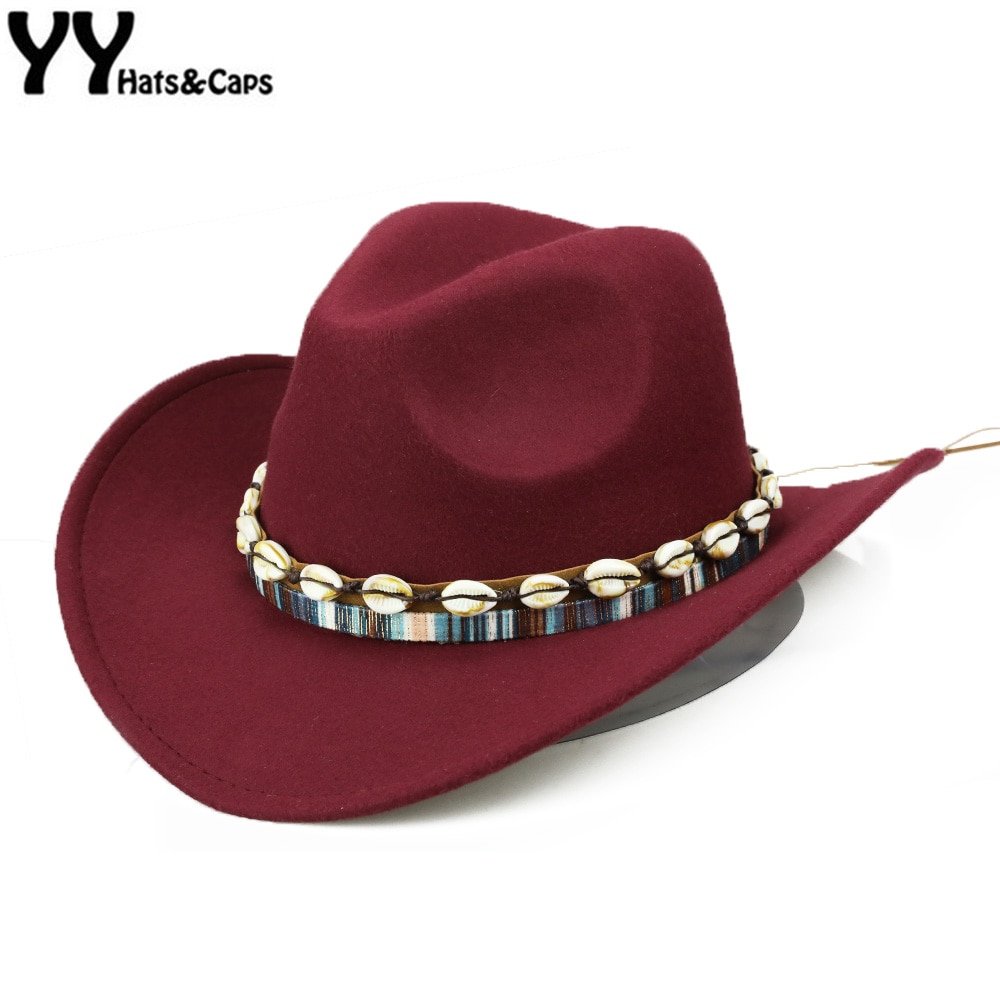 Yy naturlig shell bælte cowgirl hætter vinter krympning ryg vestlige cowboy hatte mænd rejser trilby jazz panama chapeau homme  fd19057