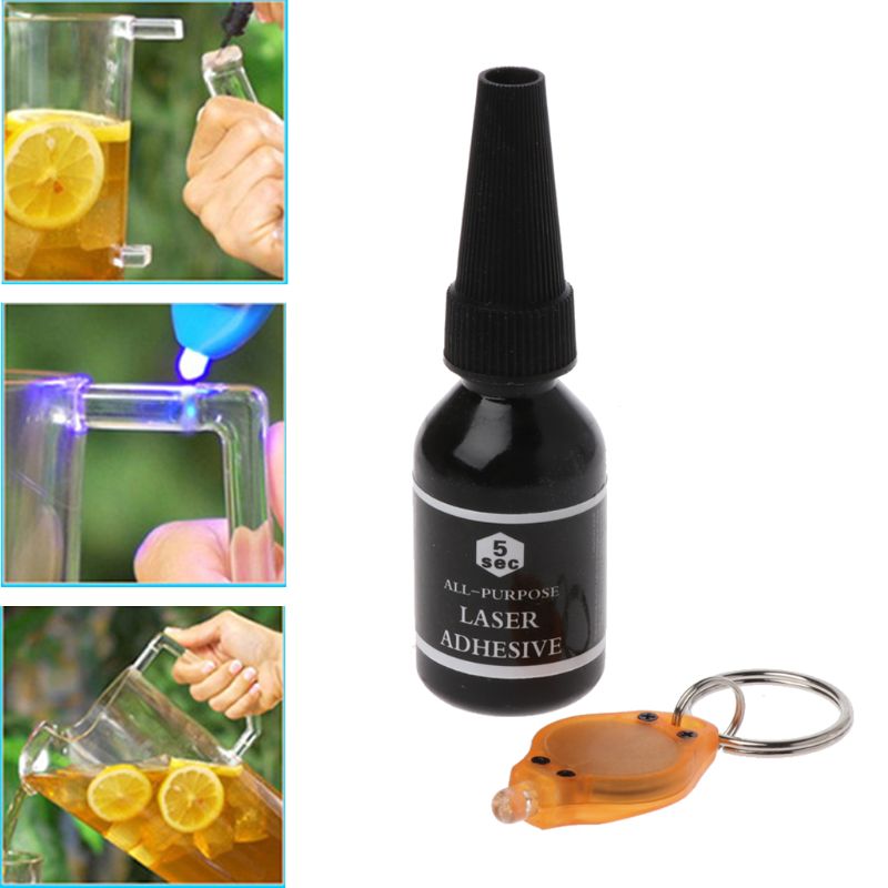 Colle à lumière UV 5 secondes 15ml | Avec lampe UV, liaison forte pour verre céramique