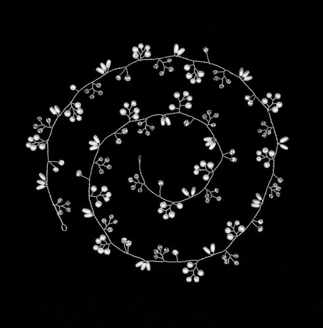 Flor De la boda Tiara De enredadera Novia Cadena De cabeza De Novia adornos para el pelo para Novia boda accesorios De joyas para el pelo, Tiara De Novia De 50cm: silver