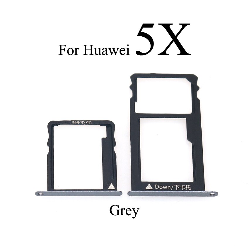 YuXi Sim Card Tray For Huawei Honor 5C 5X 6A 6X Sim Card Slot Tray Holder Micro SD Adapter Replacement Parts: 5X Grey