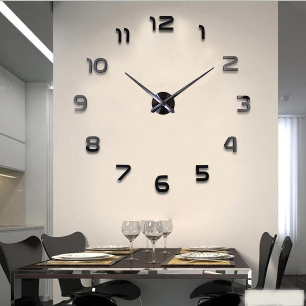 3D Wall Clock Stickers Modern Big Quartz Watch Clock Living Room Large Clocks Home Decoration Life Circular DIY