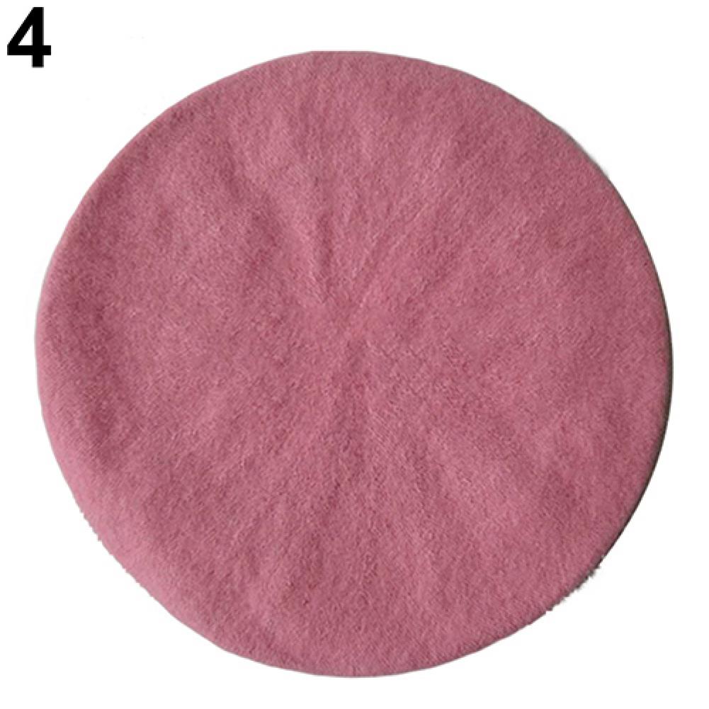 Herfst Winter Caps Vrouwen Classic Wolvilt Warme Franse Beret Beanie Hat Beanie Pure Kleur Zoete Mini Cap Lady winter Hoeden: Hot Pink