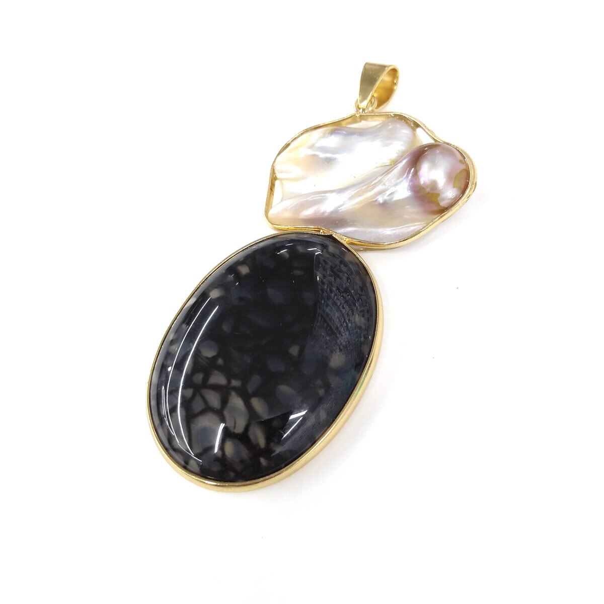 Naturale di Pietra Alla Moda Agate Pendenti Con Gemme E Perle di Forma Ovale Del Pendente per Monili Che Fanno Fai Da Te collana accessori Formato 31x76mm: 2