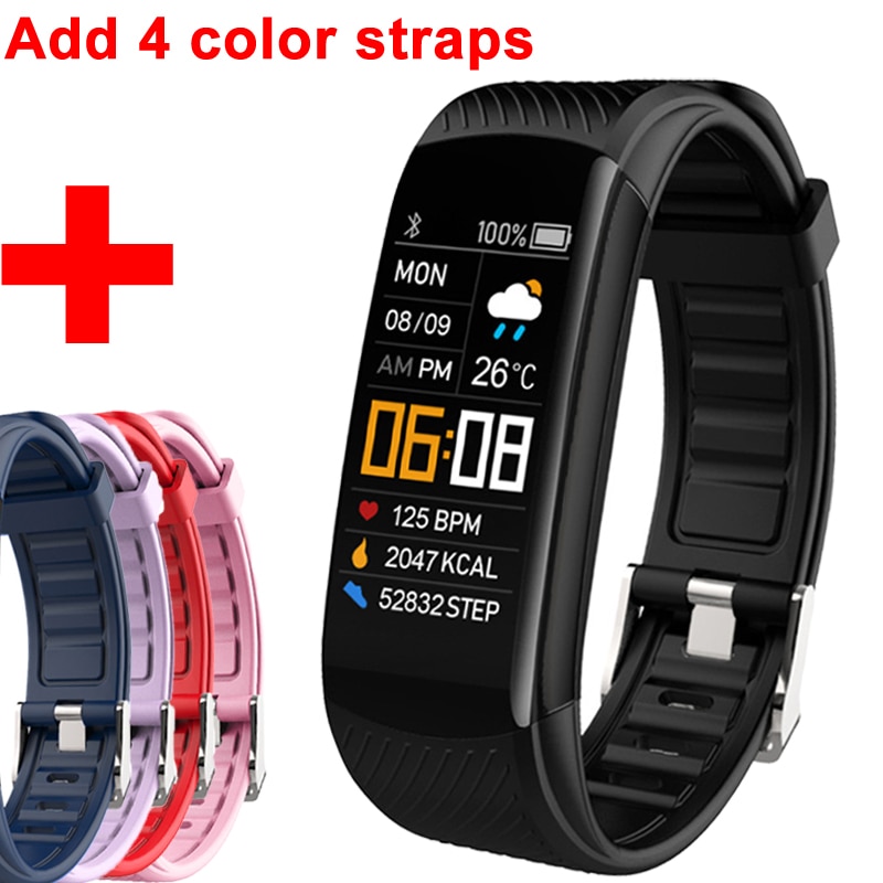 Braccialetto intelligente Vigilanza di Frequenza Cardiaca Monitor di Pressione Sanguigna Intelligente Banda Inseguitore di Fitness Braccialetto Chycet C5S Twitter Promemoria Delle Donne Degli Uomini: Add a 4 color strap