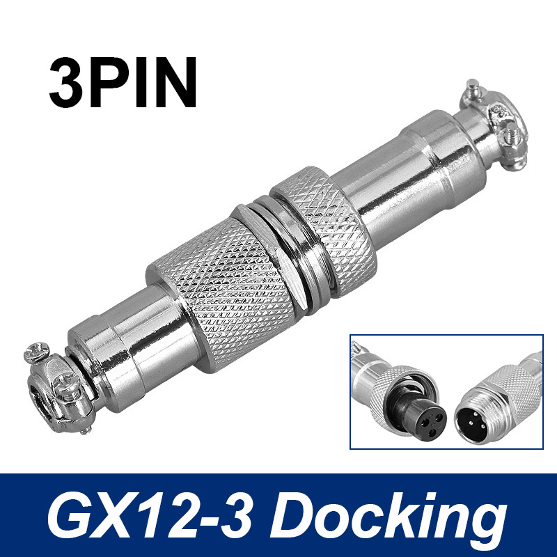 GX12 Aviation connector push pull circular plug 2pin3pin4pin5pin6pin 5A 125v Male-Female M12 butt connectors: 3 pin