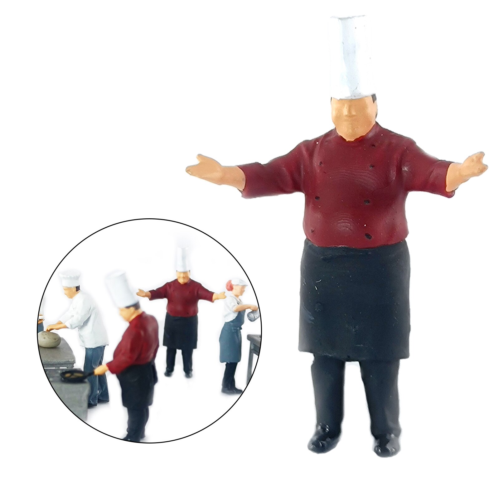 1/64 Scale Resin Mini Figures People Railway Scenery Miniature Model: Chef Red 5