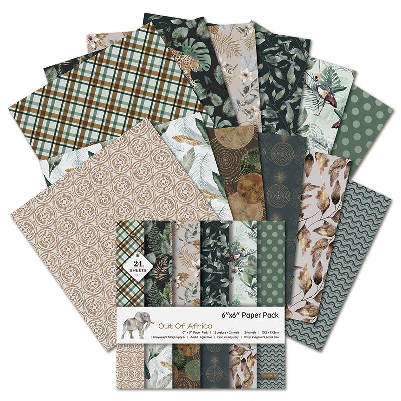 Paquet de 24 feuilles de papier pour Scrapbooking de style africain, papier artisanal fait à la main, pad de fond artisanal 1128
