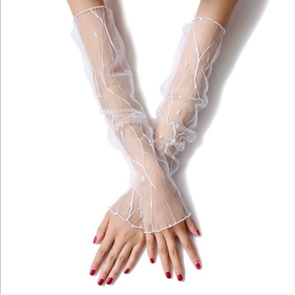 Gants de conduite à manches longues en dentelle pour femmes, Protection solaire, respirants, à la , demi-doigt, chaussettes en gaze: 2