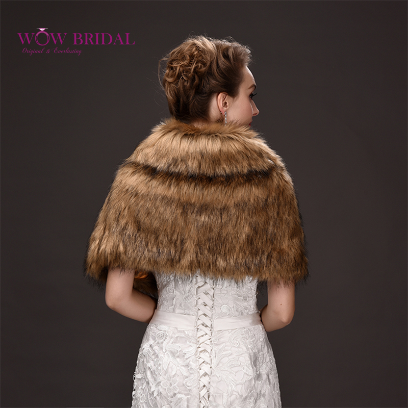 Wowbridal Noble Bruiloft Jas Onderdanig Faux Fur Criss-Cross Shawl Bridal Coat Accessoires PJ0074