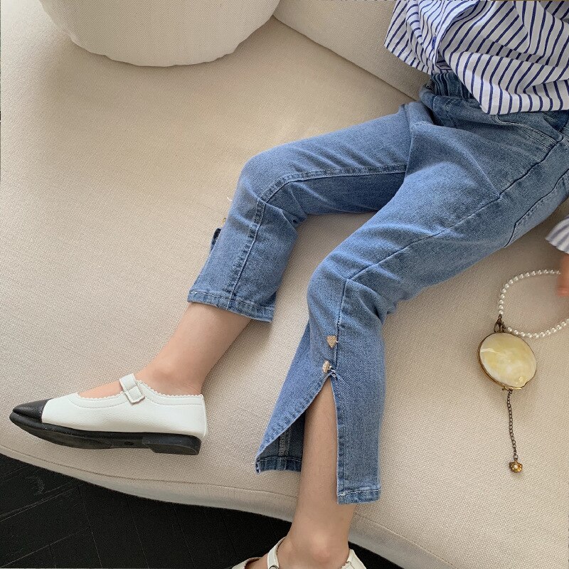 Jeans en Denim pour filles, pantalons pour enfants, printemps 2022