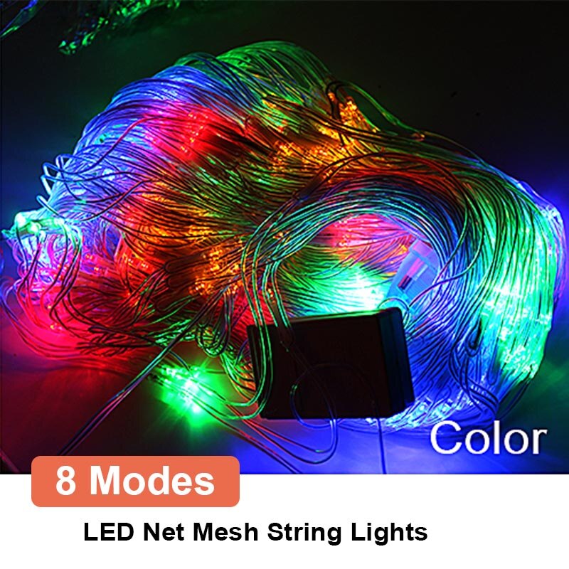 2x 2/3x2m LED guirlande fée lumières maille Net chaîne lumières extérieur étanche décorations de noël pour la maison mariage jardin fête: Multicolor / 1.5x1.5M 96LEDs