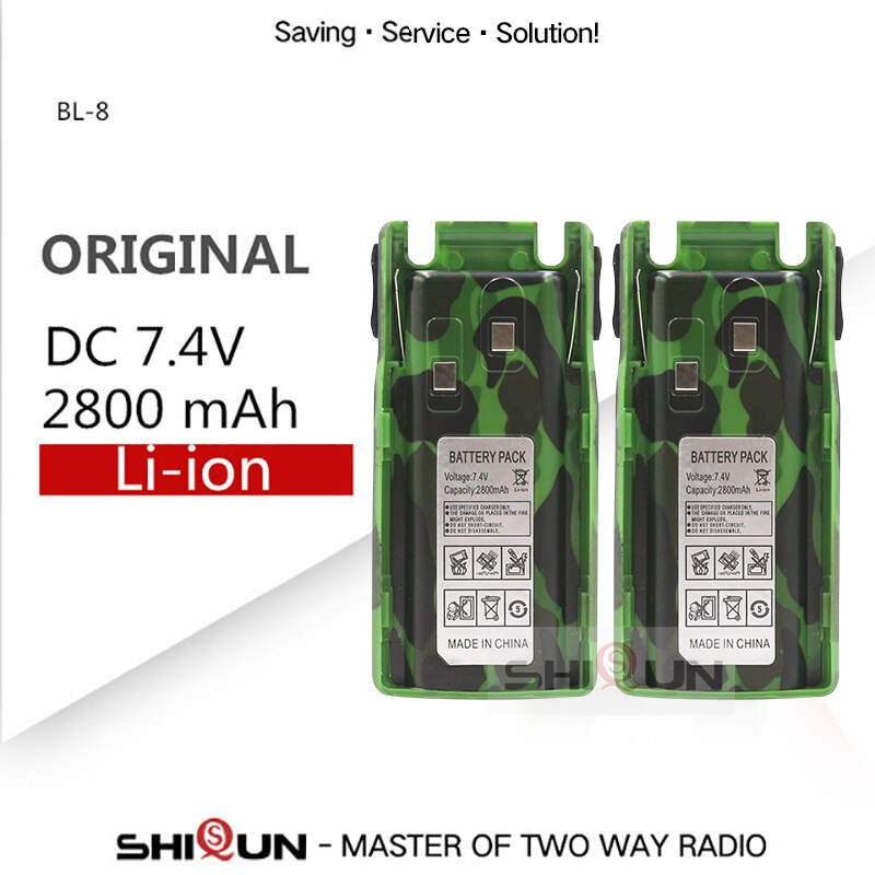 Baofeng-Batería de camuflaje para BL-8 UV82 Plus, UV-82HP de Radio Ham, UV-82, Waki, Taki, UV 82, 1 unidad, 2 piezas, UV-89, 3800mah, 2800mAh: 2PCS 2800-Camo