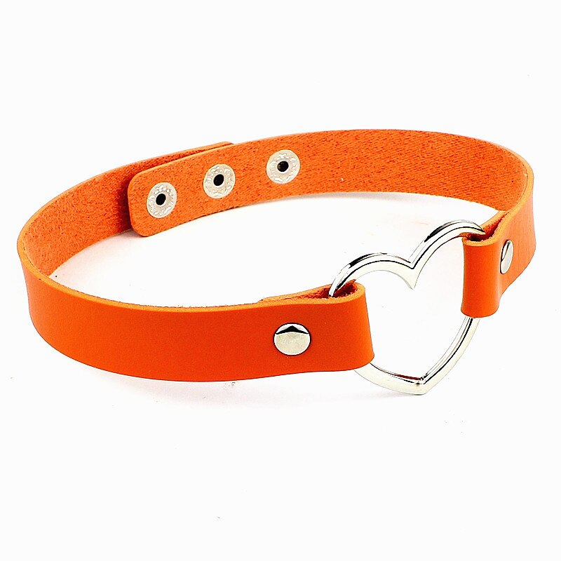 Collar de cuero con remaches Punk gótico para hombre y mujer, Gargantilla en forma de corazón, accesorios de joyería: 22