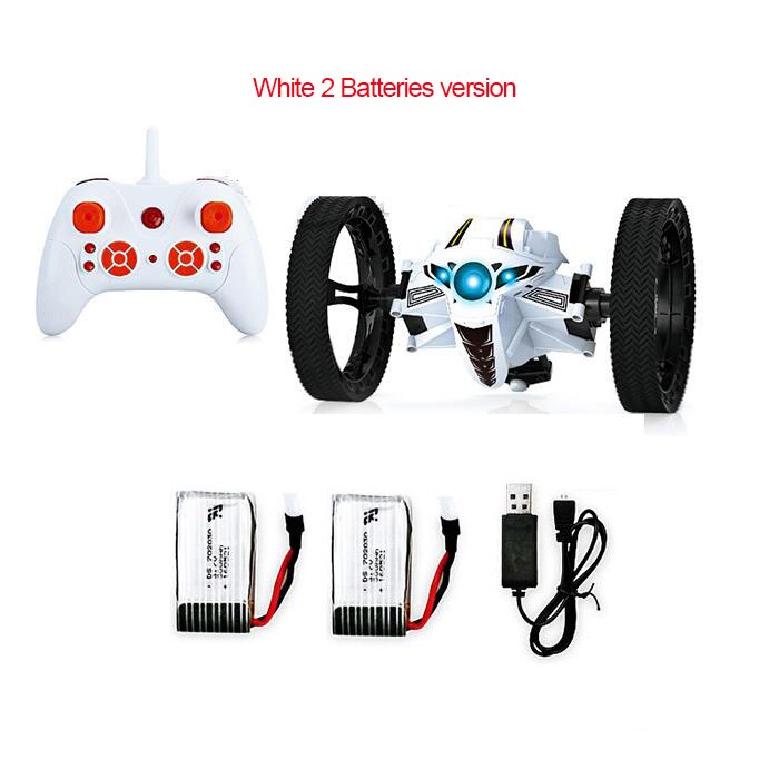 2.4G Remote Control Toys RC Car Bounce Car Jumping Car with Flexible Wheels Rotation LED Night Light RC Robot Car VS SJ88: 803-White2B