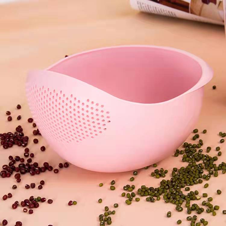 Colador de plástico de alimentaria para lavado de arroz, cesta de limpieza, escurridor, utensilios de cocina: Pink / L