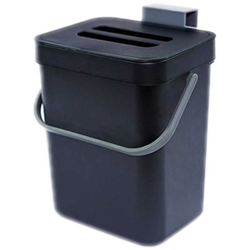 Cubo de Compost de cocina para encimera o debajo del fregadero compostaje, bote de basura para el hogar Ndoor con tapa hermética extraíble: Black