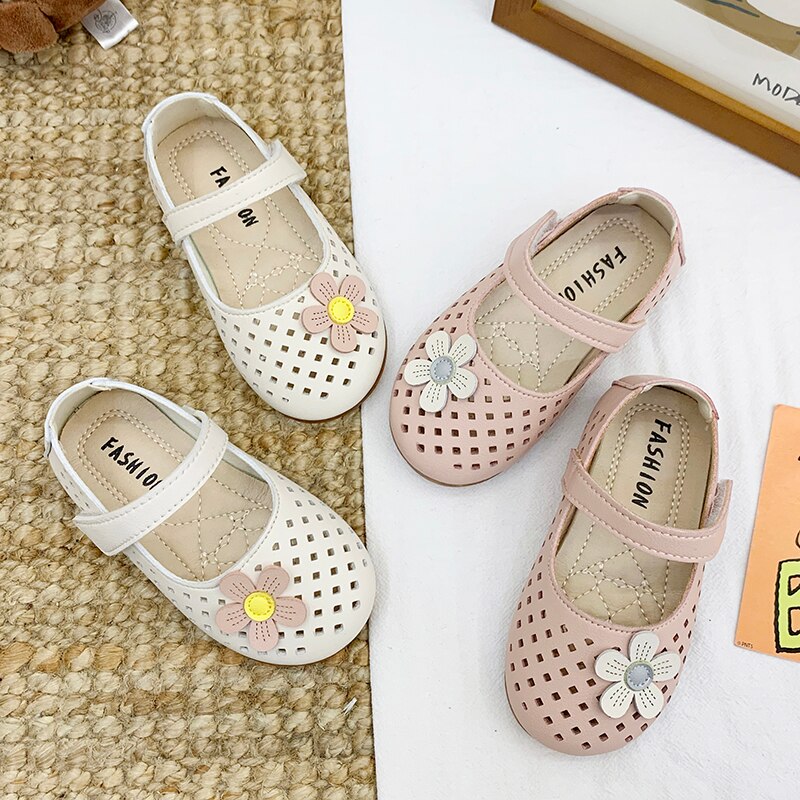 Chaussures de printemps pour filles, plates et respirantes avec des découpes florales, chaussures de princesse pour enfants en bas âge, 21-30,