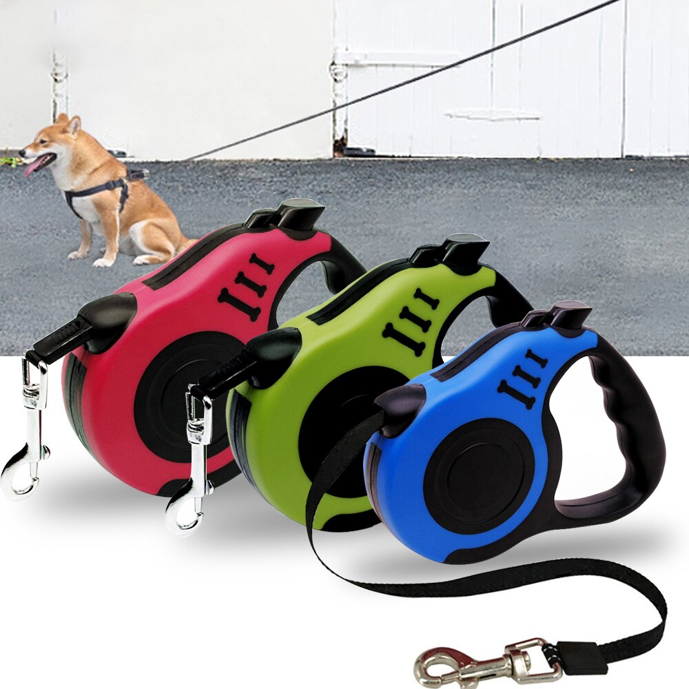 Laisse rétractable pour chien et chat, en Nylon, Durable, 3M/5M, automatique, pour petits et moyens animaux de compagnie