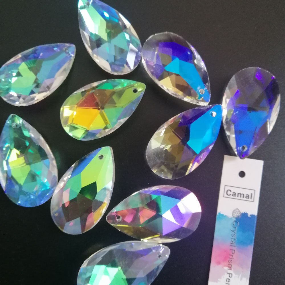 Kamel 5 stk ab farve glas 38mm dråbe  k9 krystal perler diy lysekrone vedhæng del lampe prismer smykker hængende dekoration