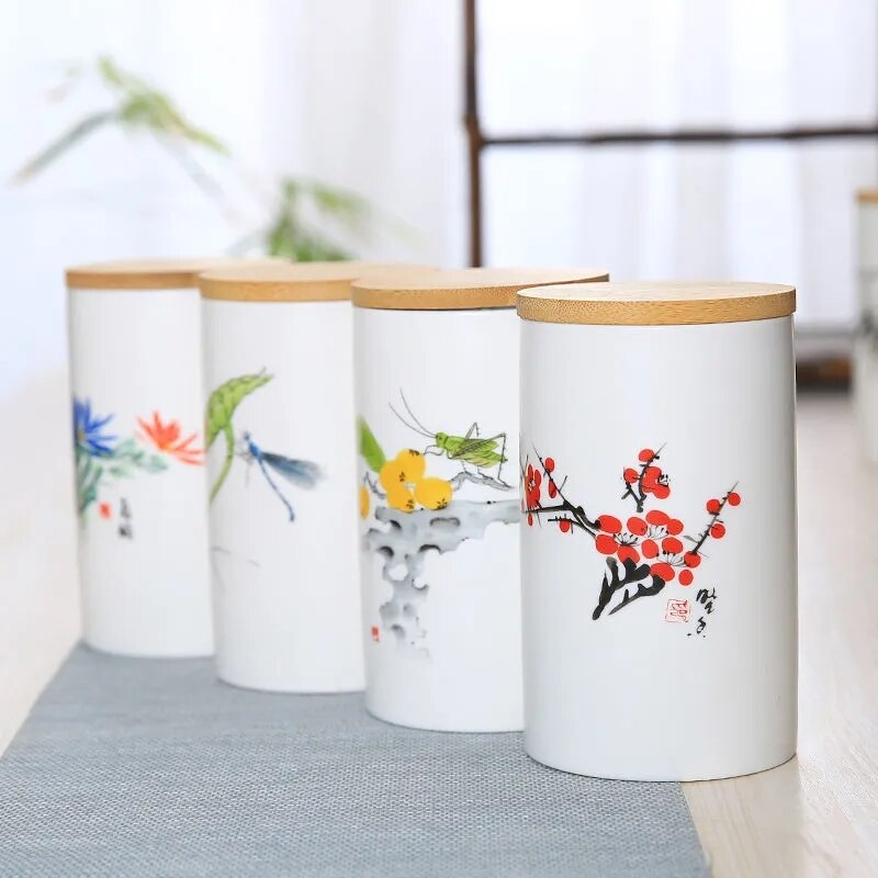 Decal Tea Cans Household Porcelain Sealed Tank Ceramic Tea Sets Candy Coffee Dried Fruit Storage Jar Moisture-proof Tea Caddy