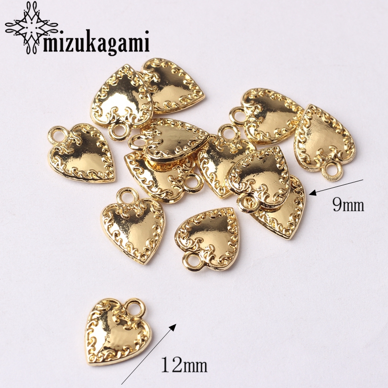 Zink-legierung Reize Goldene Mini Nette Herz Reize 9*12mm 20 teile/los Für DIY Halskette Armbinde Schmuck machen Zubehör