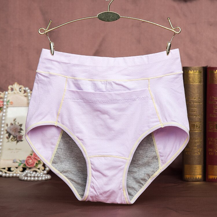 Detail blød kvindelig menstruationsfysiologisk underbukse dame høj talje bomulds skridtbukser lækker bevis sanitær undertøj kort