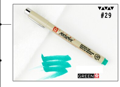 Sakura De hoofd van een zachte waterdichte comic handgeschilderde zachte hoofd kleur pen kalligrafie kleine mooie pen haak lijn Mark pen: 1pcs green