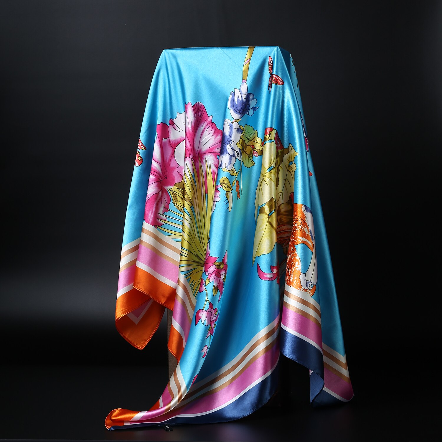 Print Sjaals Voor Vrouwen Zijde Satijn Hoofddoek Hoofddoek Vrouwelijke 90*90 Cm Vierkante Sjaals En Wraps Hijab sjaals Voor Dames