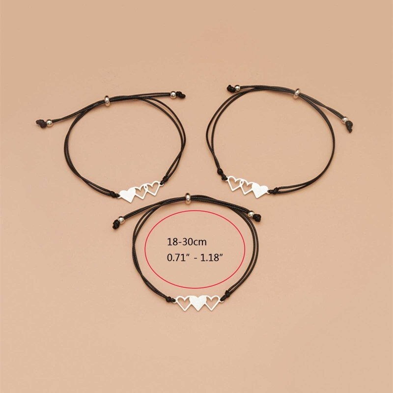 3 peças/set irmã correspondência pulseiras com cartão promessa distância pulseiras meninas amizade presente de aniversário jóias bangle