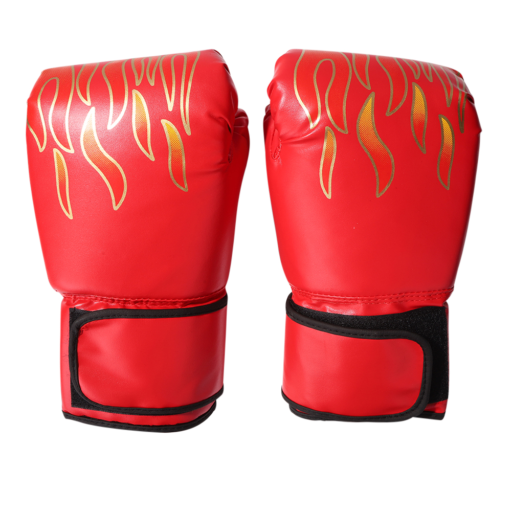 2Pcs Bokshandschoenen Voor Kinderen Volwassen Universele Professionele Vlam Mesh Ademend Pu Leer Vlam Mma Sanda Boxing Training Handschoen: Red