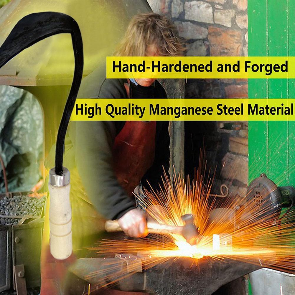 Hand Plow Wooden Short Handle Hoe Korean Style Traditional Garden Digger Tool for Better Home Garden