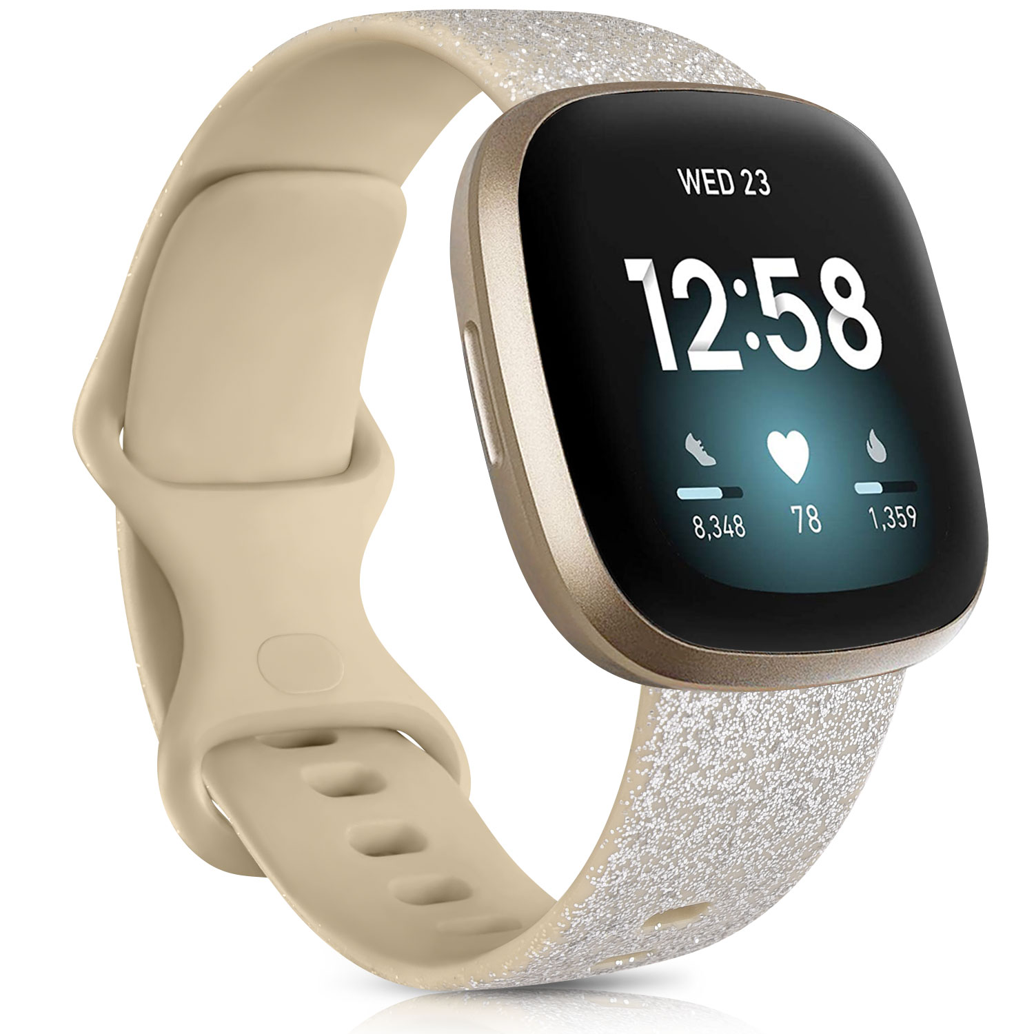 Siliconen Horloge Band Voor Fitbit Versa 3 Band Smartwatch Sport Armband Voor Fitbit Versa Gevoel Waterdicht Wrist Band Accessoires: s- gold / L(165-215mm)