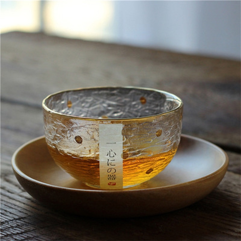 Japansk gravering glas te kop fortykket håndlavet hammer mønster kop zen hjerteglas smagning te sæt hjemmekontor virksomhed