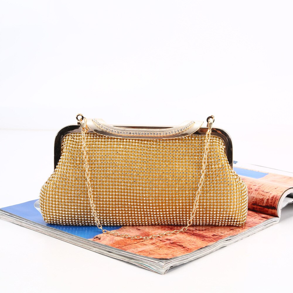 French Sweet Shiny Rhinestone Banquet Small Square Bag