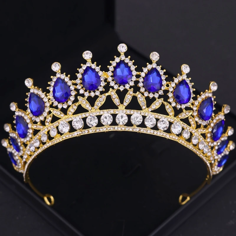 Ensemble de bijoux en biscuits pour patients, couronne en cristal, collier, boucles d'oreilles baroques, accessoires pour cheveux de mariage, de bijoux, 3 pièces: Or