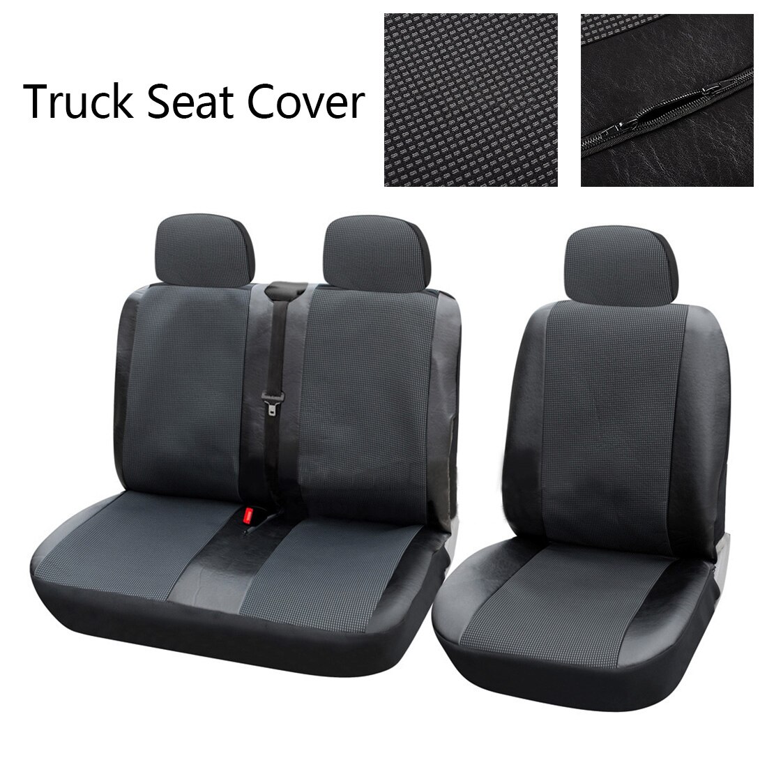 Dewtreetali 1 + 2 Stoelhoezen Auto Bekleding voor Transporter/Van Universal Fit met Kunstmatige LeatherTruck Interieur Accessoires