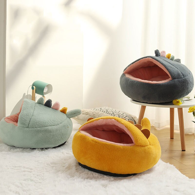 Kawaii cat bed cartoon sculpt soft comfort Cat hous warm Non slip removable Deep sleep Pet bed interesting Cat accessories