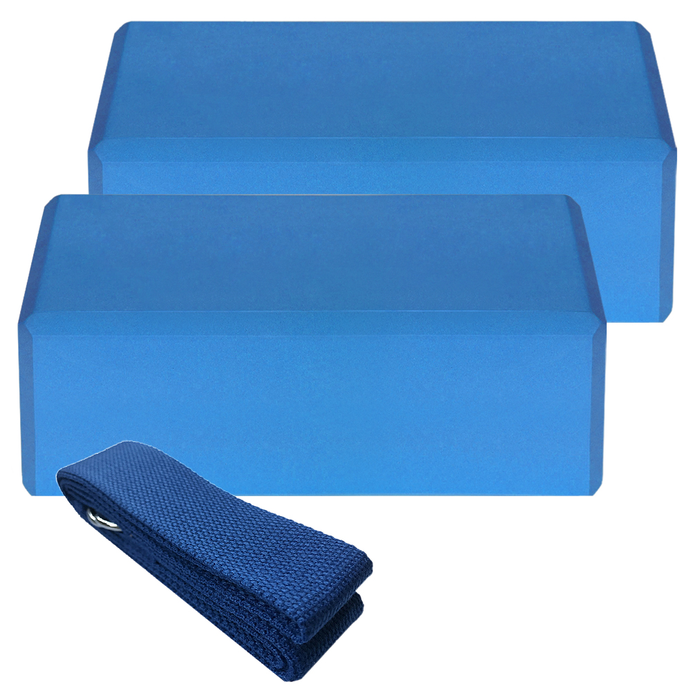 Lightweihgt Eco-friendly Yoga Block Cork Wood Yoga Brick Soft High Density Yoga Block to Support Poses Fitness Equipment: blue  2pcs